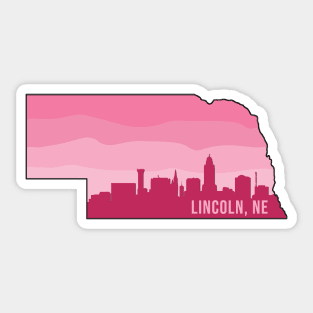 Nebraska Lincoln Skyline Pink Sticker